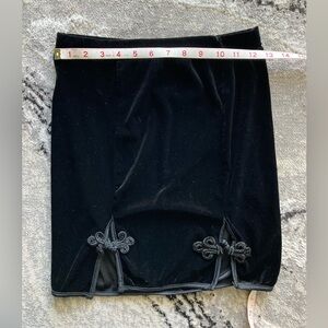 PrettyLittleThing Black Velvet Mini Skirt with Decorative Knot Details